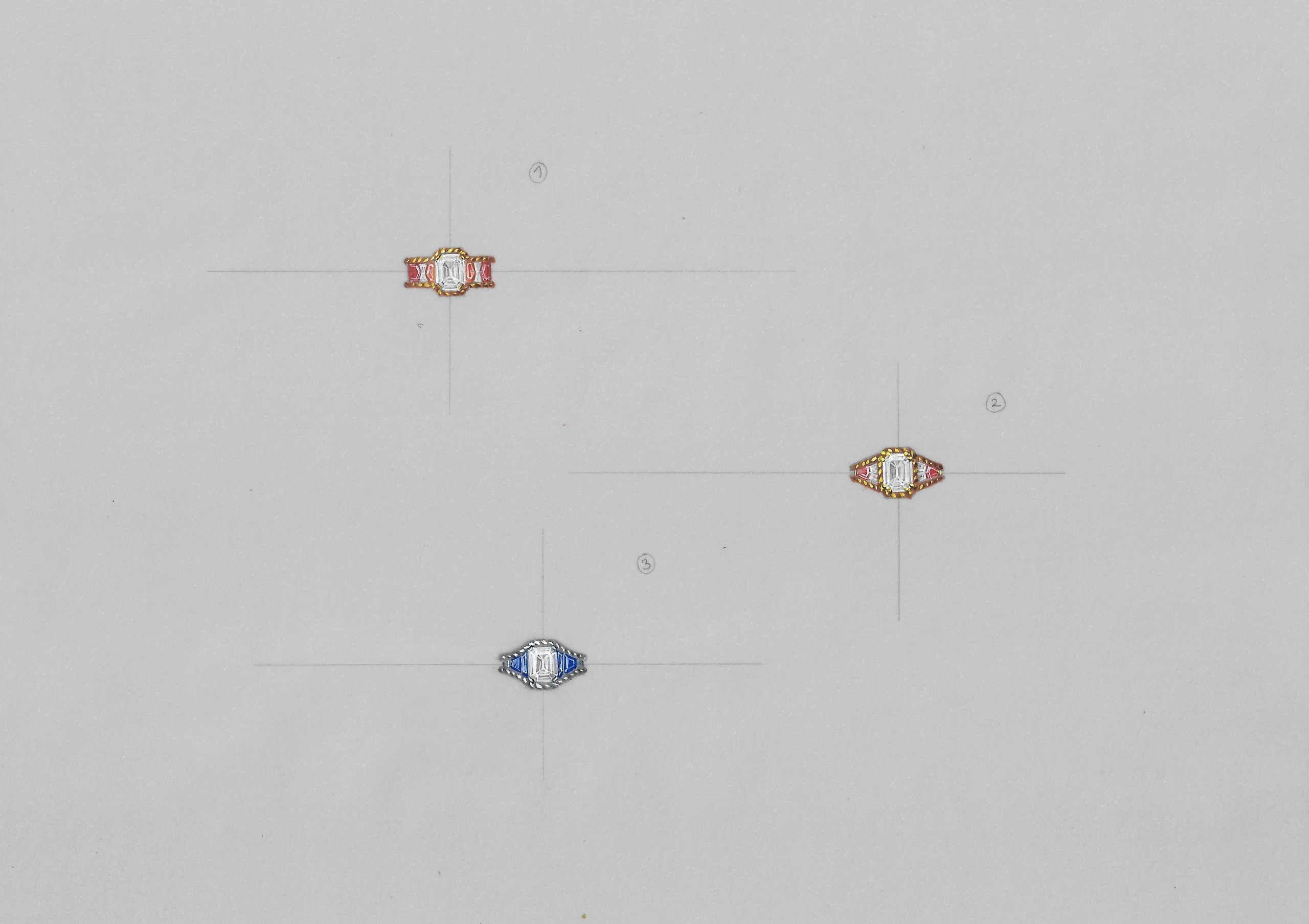 Le dessin de la nouvelle bague en platine